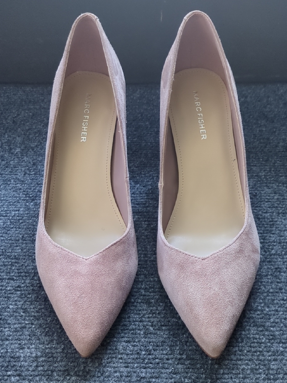 Marc Fisher Blush Pink Suede Pointed Toe Pumps